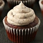cookies and cream frosting recipe on a cupcake