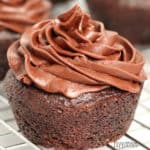 A chocolate cupcake with homemade chocolate crisco frosting.