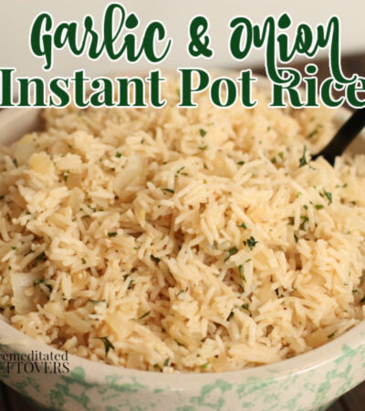 onion and garlic instant pot rice in a bowl