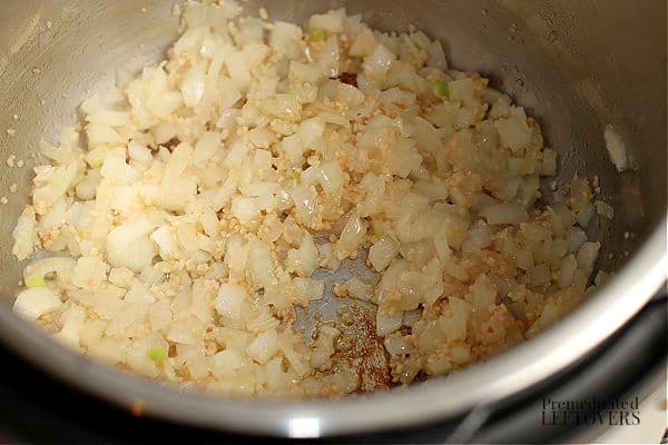 saute onion and garlic for rice