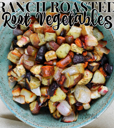 Ranch Roasted Root Vegetables in a Green Bowl