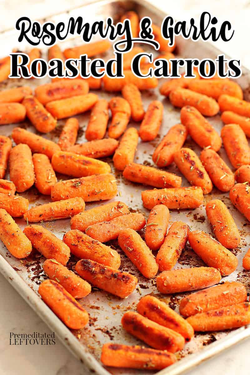 Roasted baby carrots on a sheet pan