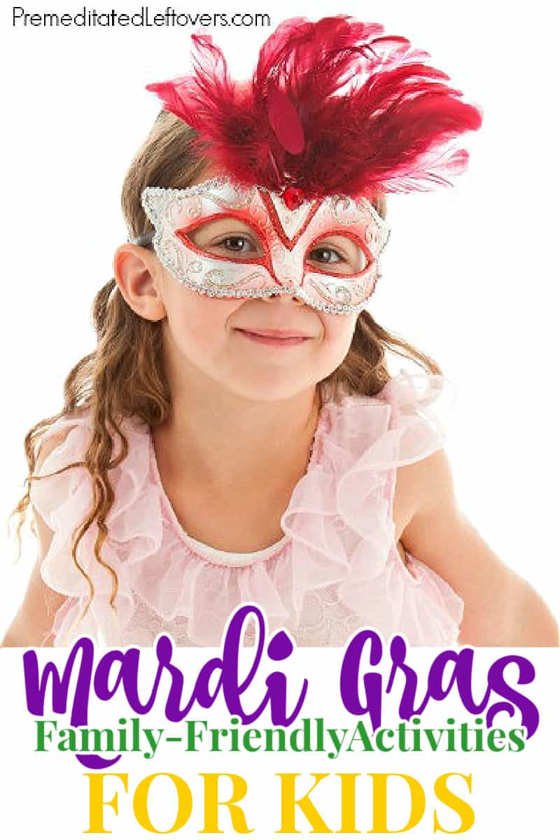 a young girl in a Mardi Gras mask