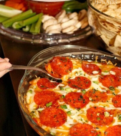 hot pizza dip on the buffet