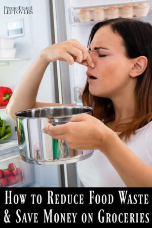 woman removing bad food from the refrigerator
