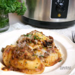 Slow Cooker Ravioli Lasagna with homemade meat sauce