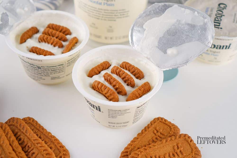 Biscoff cookies in Greek Yogurt cups