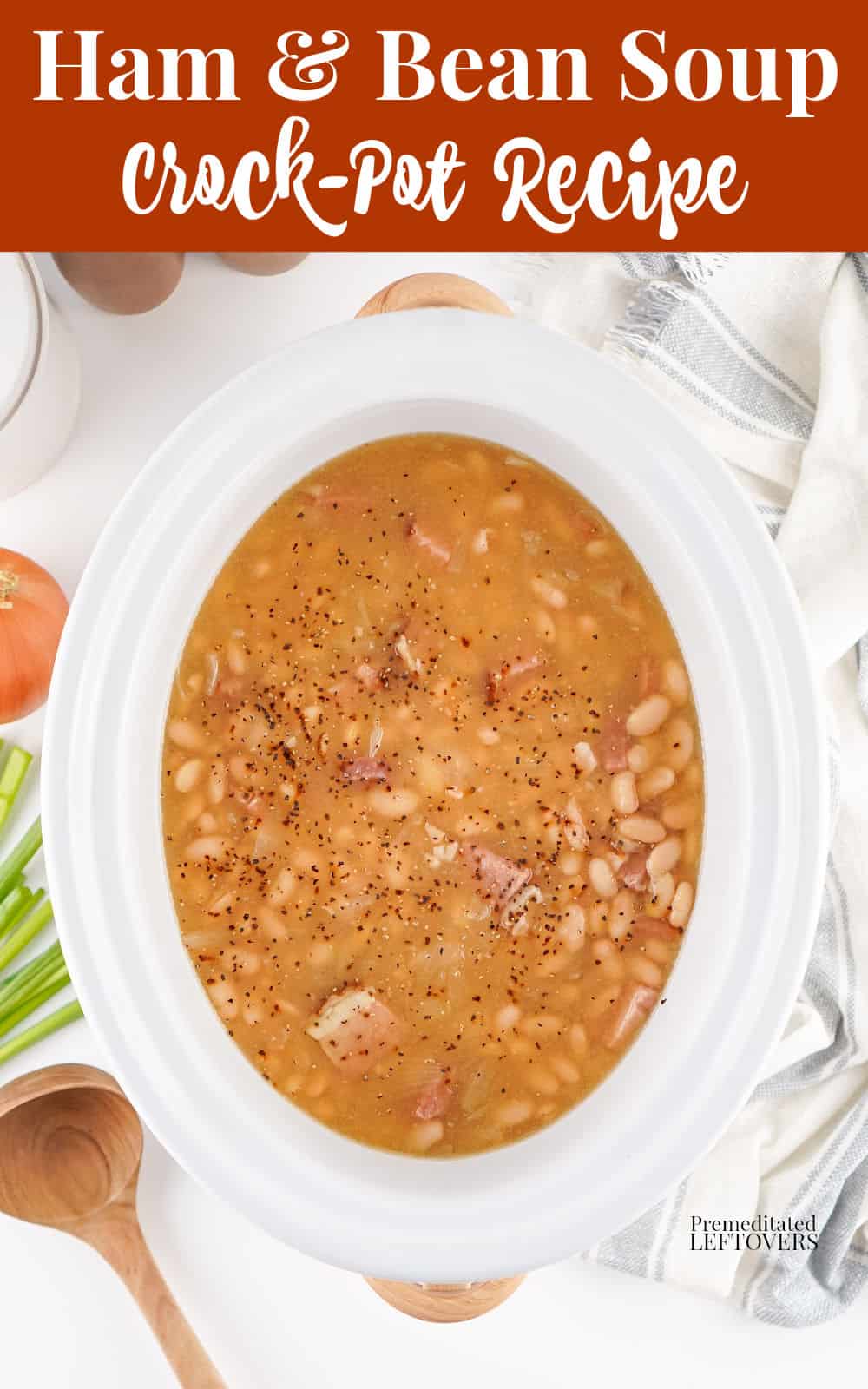 Crock-pot ham and been soup cooking in a slow cooker.