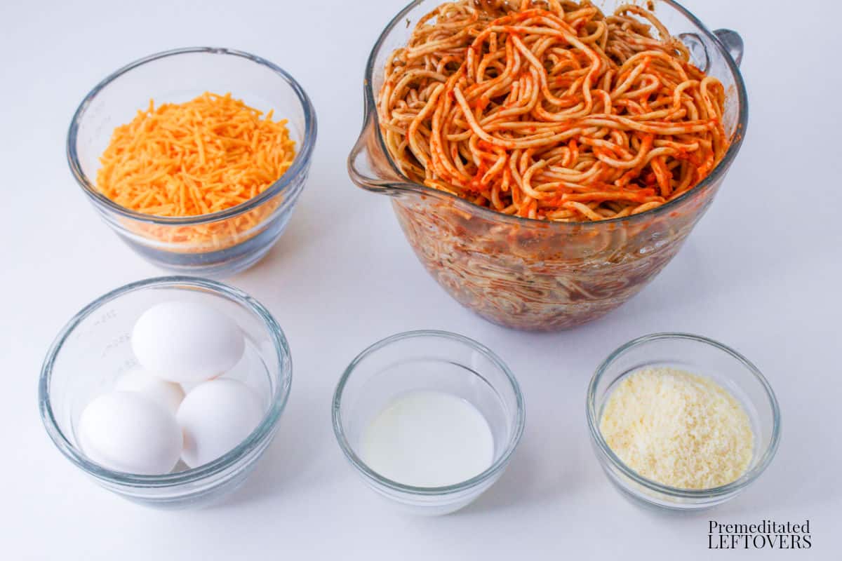 Leftover Spaghetti Casserole ingredients